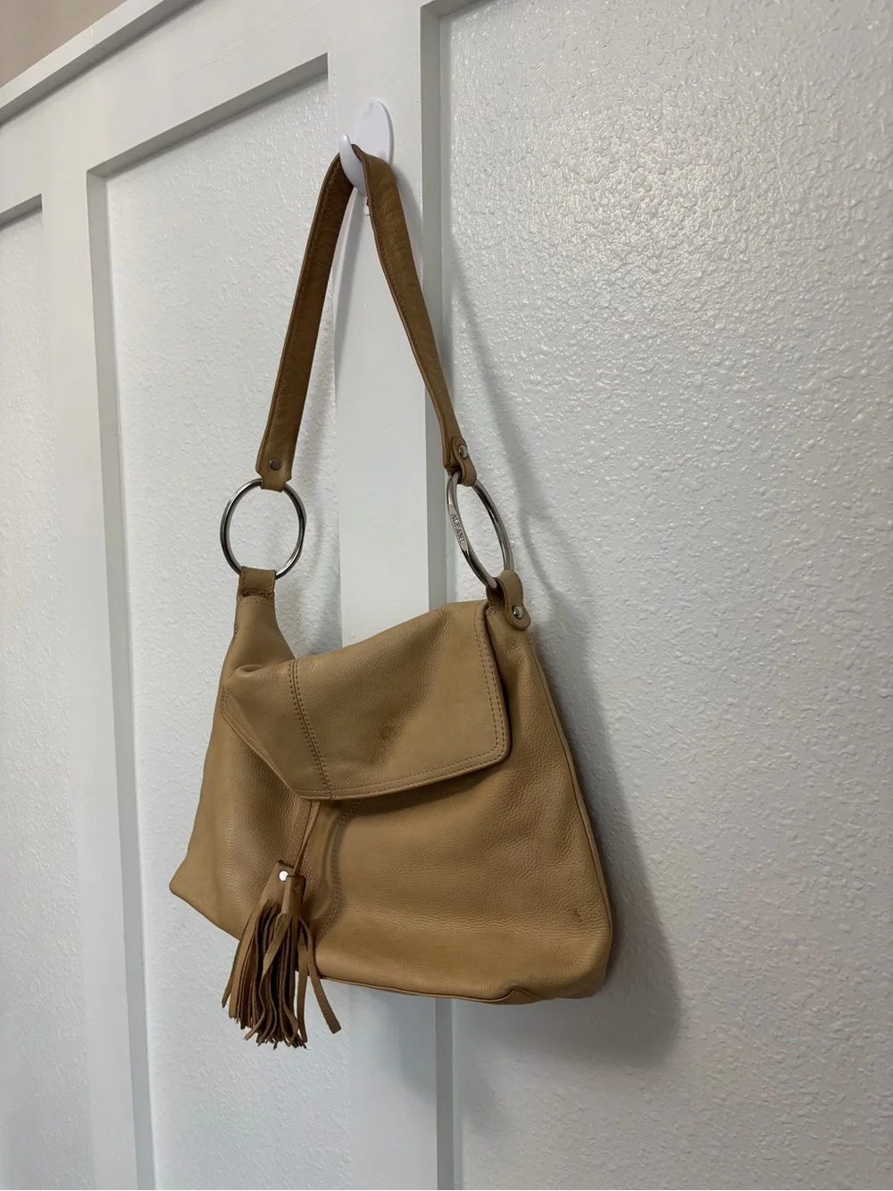 Alfani Beige Shoulder Bag with Ring & Tassel